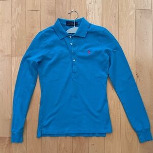 Vibrant Blue POLO Ralph Lauren long sleeved polo shirt in EUC size S